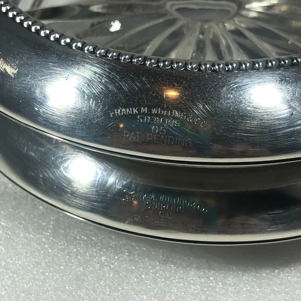FRANK M WHITING & CO STERLING & CRYSTAL COASTERS - SET of 2